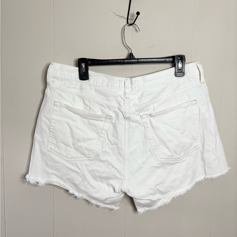 Agolde white Parker long shorts cut off raw hem size 32 organic cotton denim - Picture 8 of 8